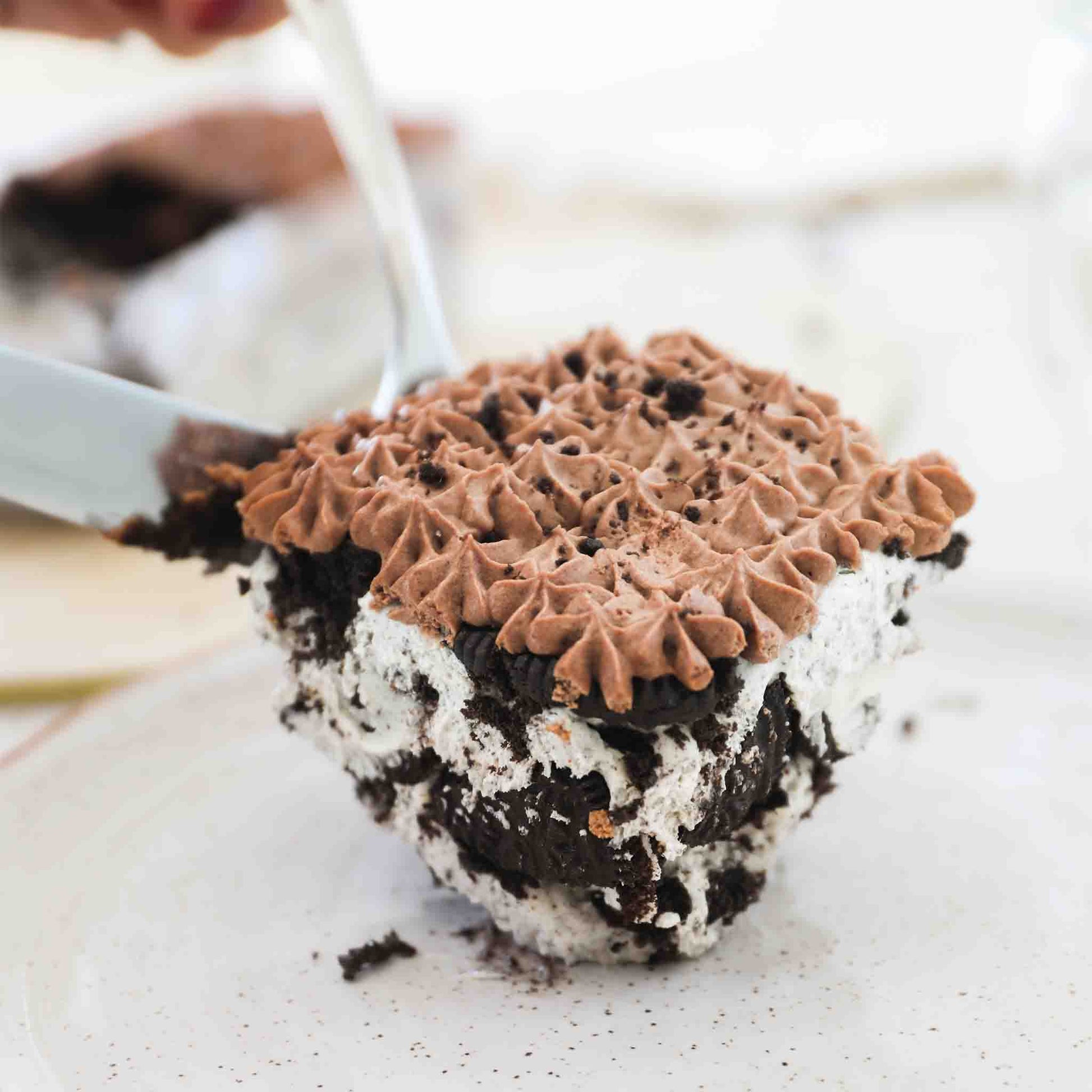 Oreo ice cream bite serve on a plate